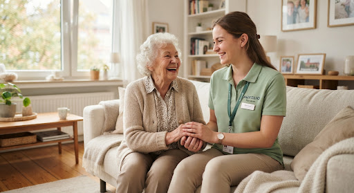 Caregiver with elderly person
