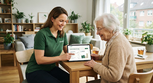 Caregiver with tablet